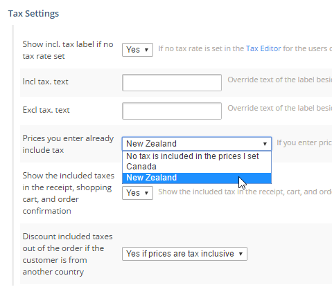 Tax Settings Tax Settings