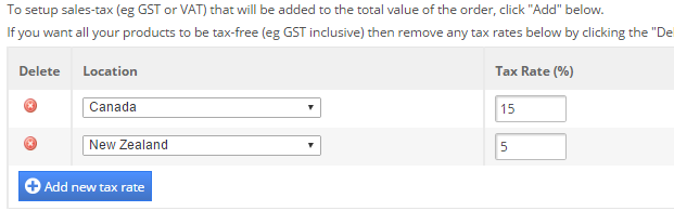 add tax rate add tax rate